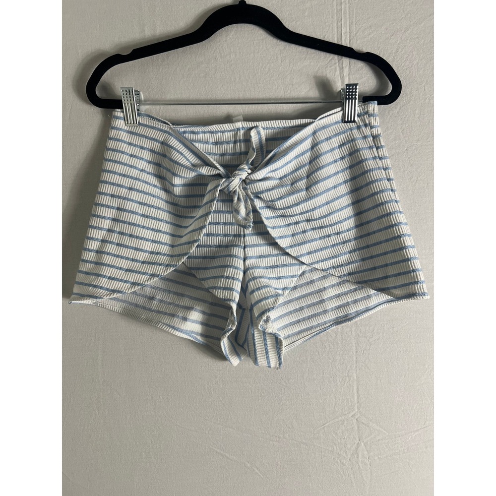 Anne Cole Studio Blue White Striped Tie Front Swim Cover Up Shorts XS